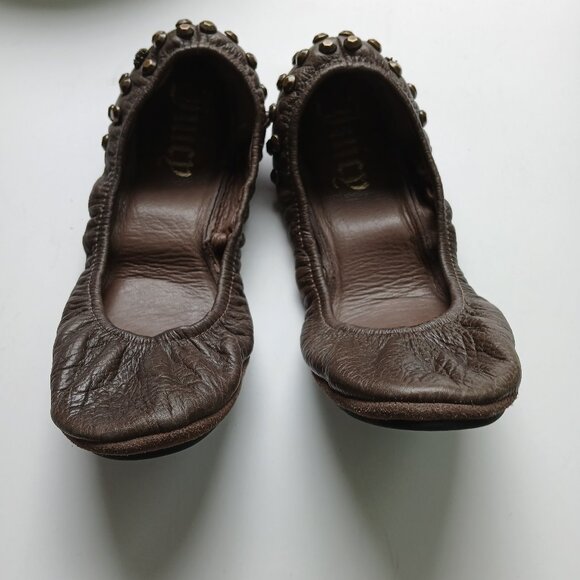Juicy Couture Leather Studded Scrunch Ballet Flats Foldable Size 9 - Picture 8 of 16